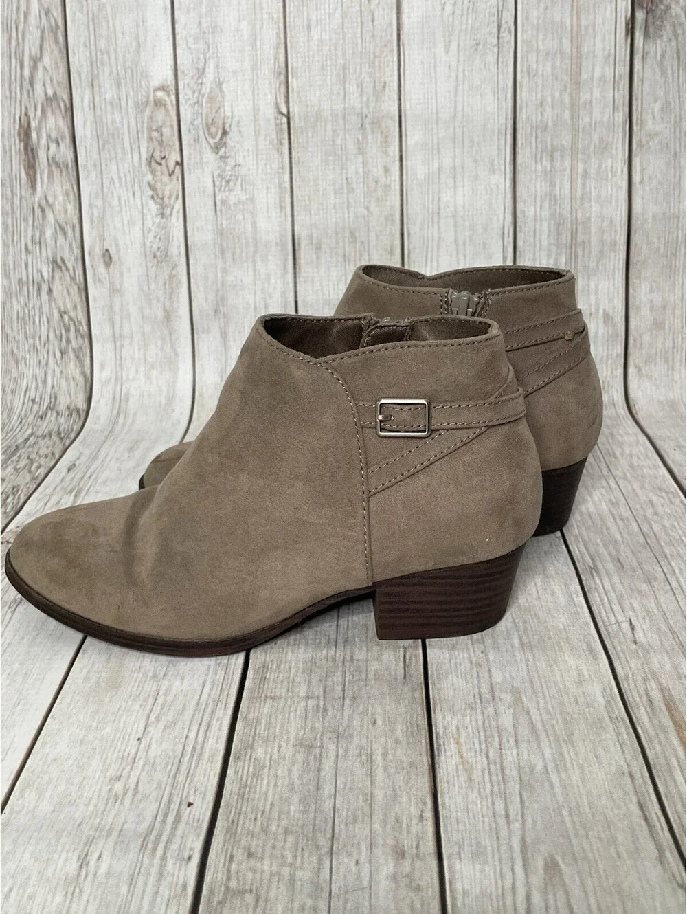 Old Navy Taupe Ankle Strap Booties Size 9